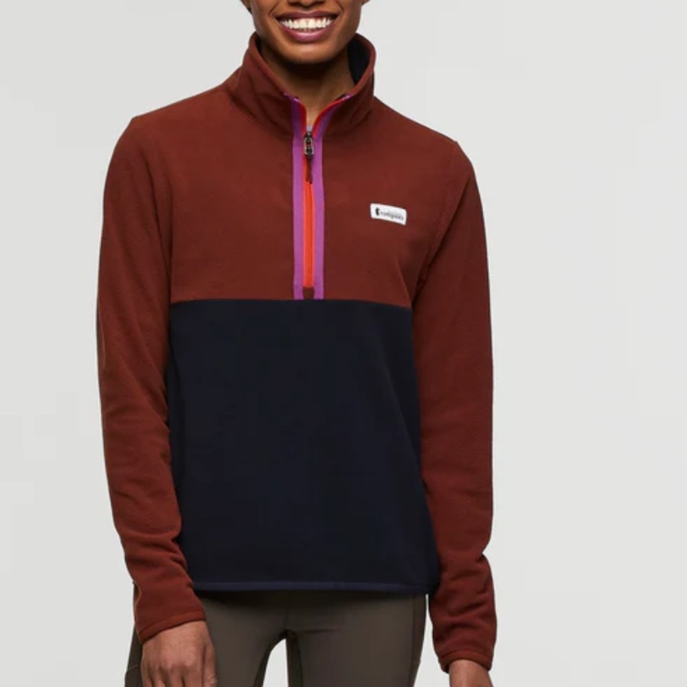 Cotopaxi Amado fleece pullover half zip lightweight burgundy maroon navy large
